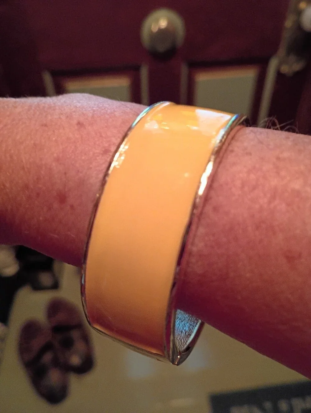 Yellow Enamel Cuff Bracelet - Fashionable Statement Bangle